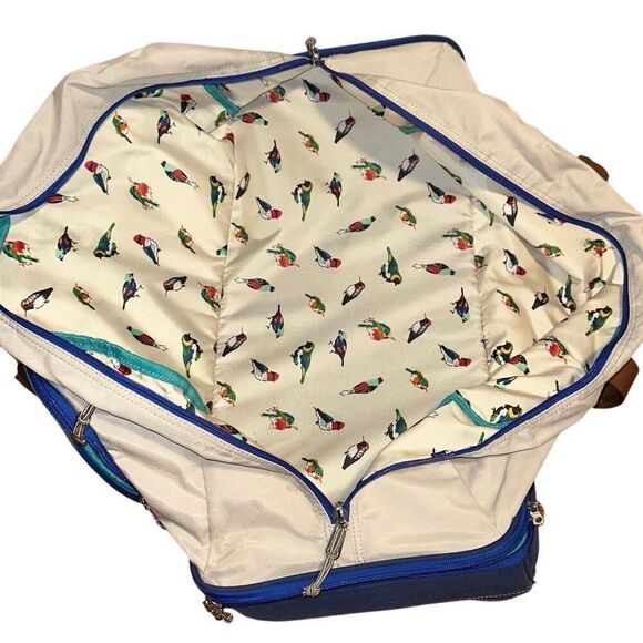 Vera Bradley Women's Lighten Up Wheeled Duffle Carry-on Luggage, birds Neutral, - Picture 2 of 10